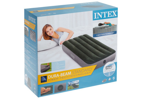 Intex 64760 Надувной матрас Односпальный 76х191х25) +ножной насос