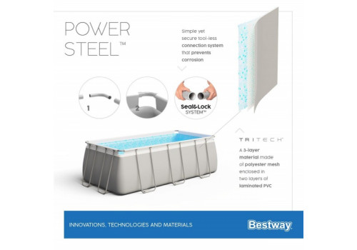 56442 Bestway Бассейн каркасный Power Steel, 404 х 201 х 100 см, песочный фильтр-насос, лестница